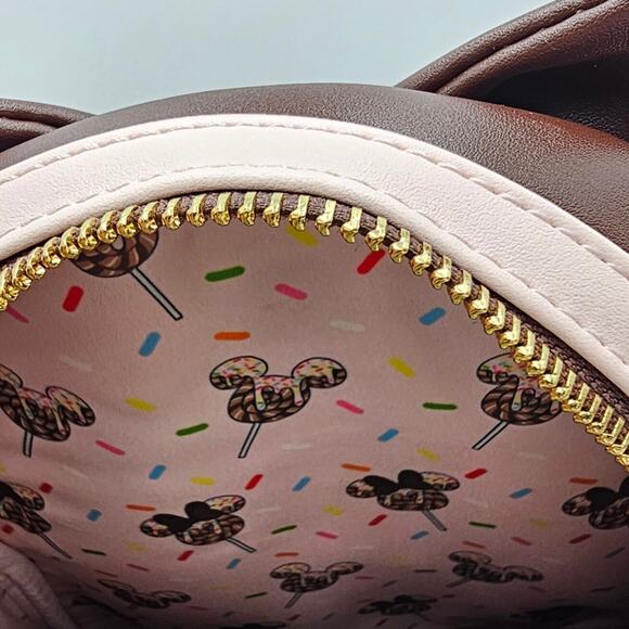 Loungefly Disney Minnie Mouse Chocolate Sprinkle Lollipop Ears Mini Backpack New - Picture 9 of 9